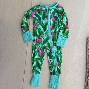 Little sleepies Flamingo Print zippy